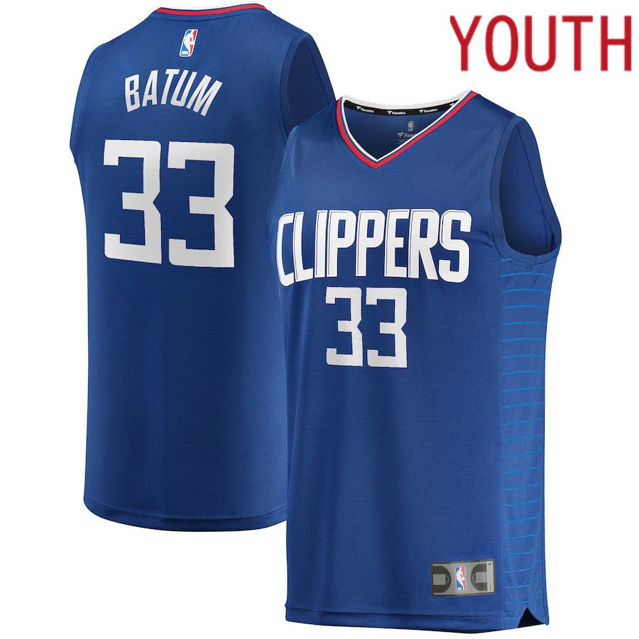 Youth Los Angeles Clippers #33 Nicolas Batum Fanatics Branded Royal Fast Break Replica NBA Jersey